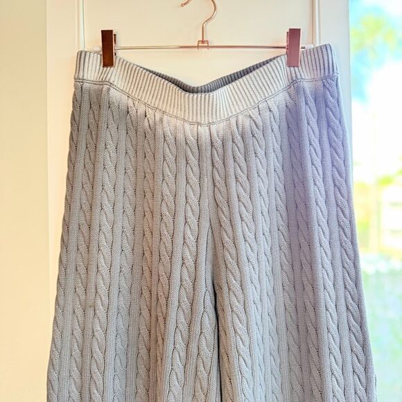 Sack's 100% Cotton Cable Knit Sweater Wide Leg Pants in Gray Ombre size M/L - Picture 4 of 11